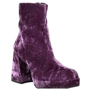 NEW GB SO-RETRO Purple Velvet Platform Block Heel Booties NWT women’s size 6